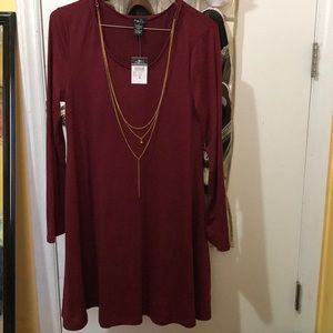 Rue 21 - Long sleeve maroon/burgundy dress